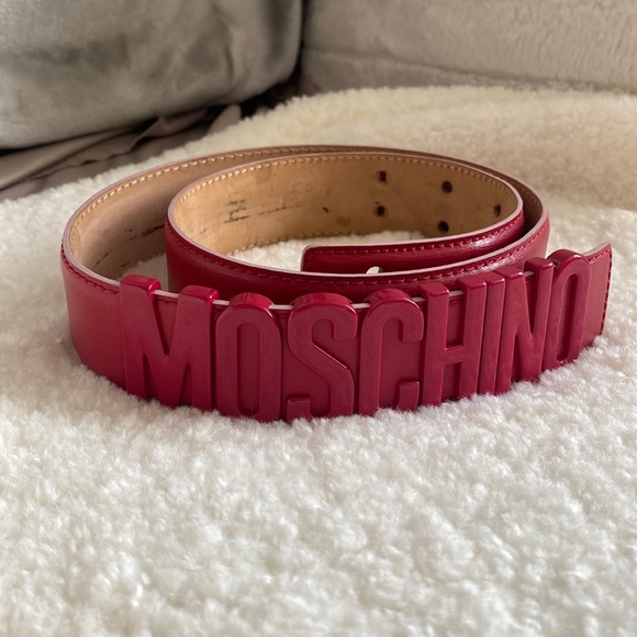 Moschino Cherry Red Leather Belt